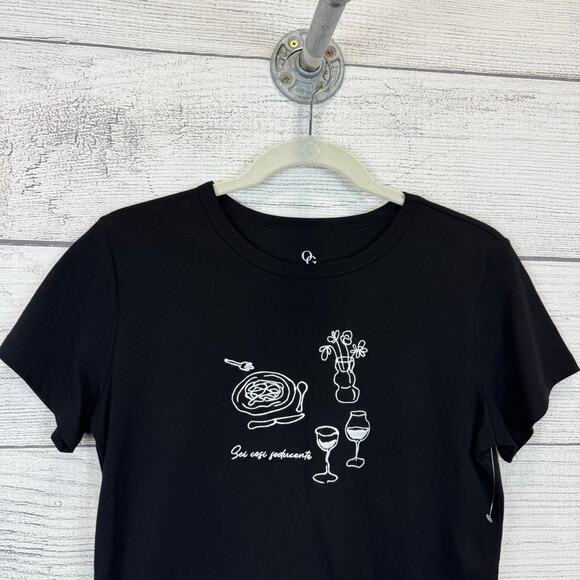 Organic Generation Women's Black Short Sleeve Graphic Embroidered Tee Size Small - Picture 3 of 5